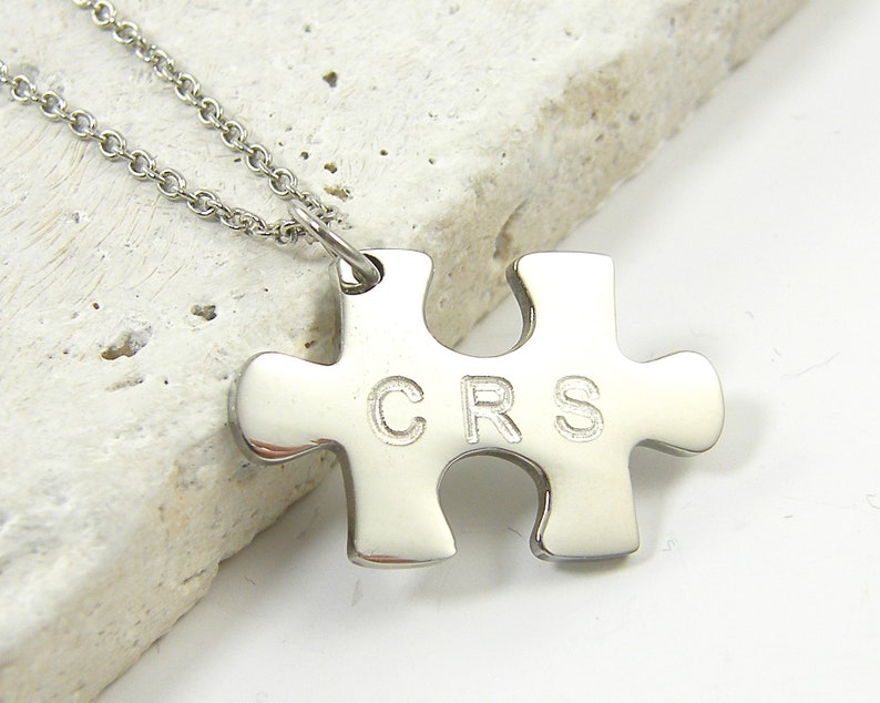 Personalized Puzzle Piece Necklace Jigsaw Silver Initial Etsy