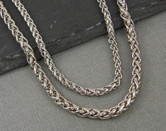 Men's Necklace Chain Stainless Steel Chain Spiga Wheat Link Chain Steel Basket Chain Jewelry for Him 18 20 22 24 Inch |ST3-02, ST6-02