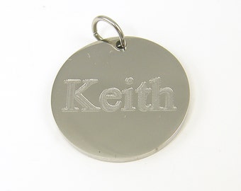 Personalized Name Disc, Men's or Women's Pendant, Custom Engraved Gift for Him or Her Stainless Steel Jewelry Add On |2583 2610