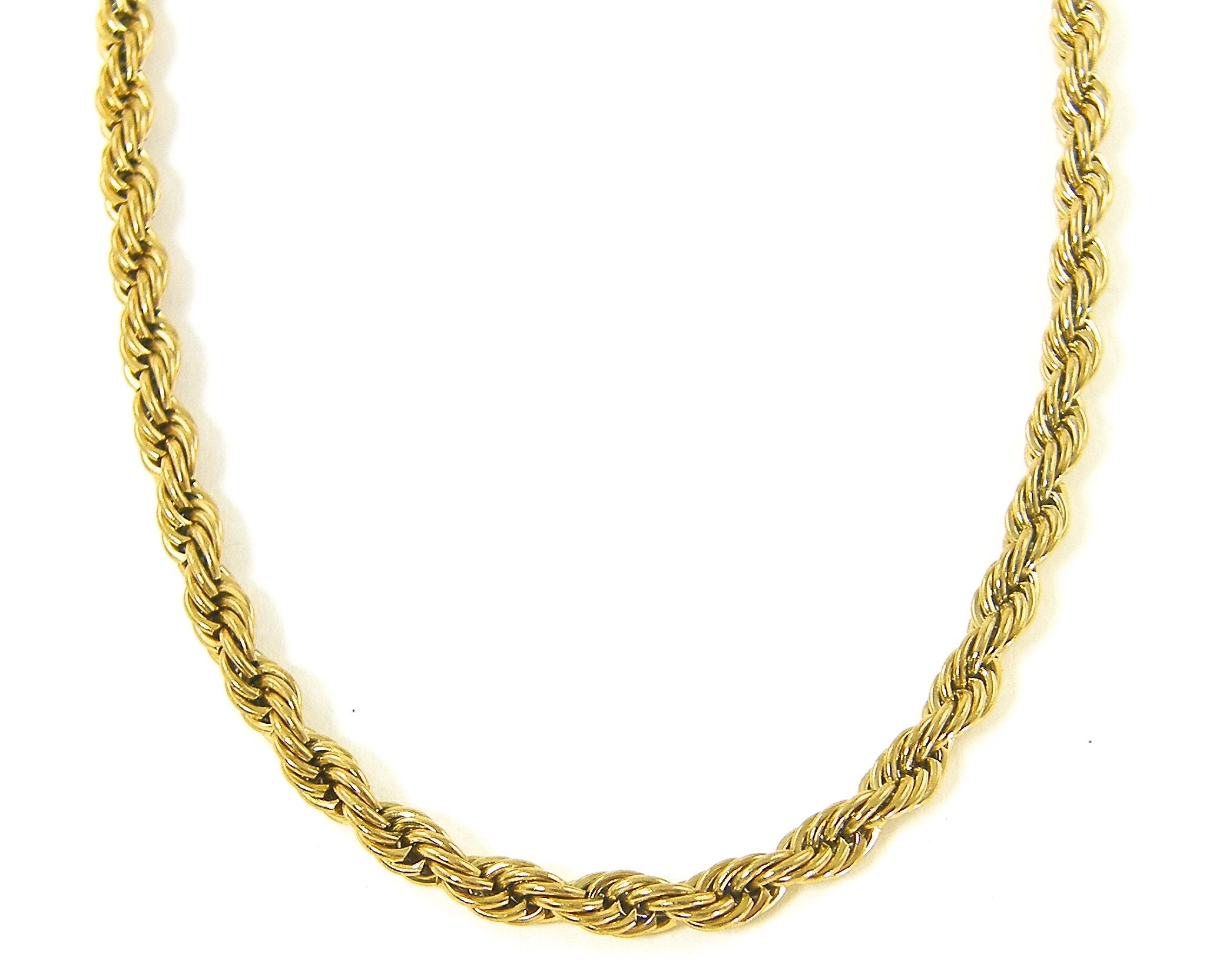 Men's Gold Rope Chain Necklace 18 24 26 Inch Rope Chain Etsy