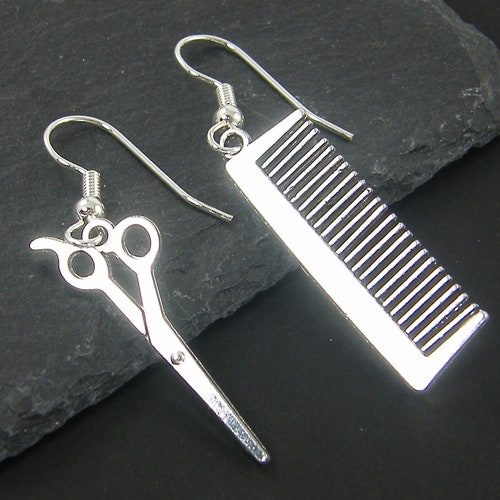 Hair Stylist Scissor Charm Jewelry Earrings Silver with Rhinestone Comes in a Gift Box Ready to Gift Accessories Cosmetology Graduation Beautician Christmas
