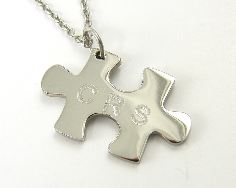 Personalized Puzzle Piece Necklace Jigsaw Silver Initial Etsy