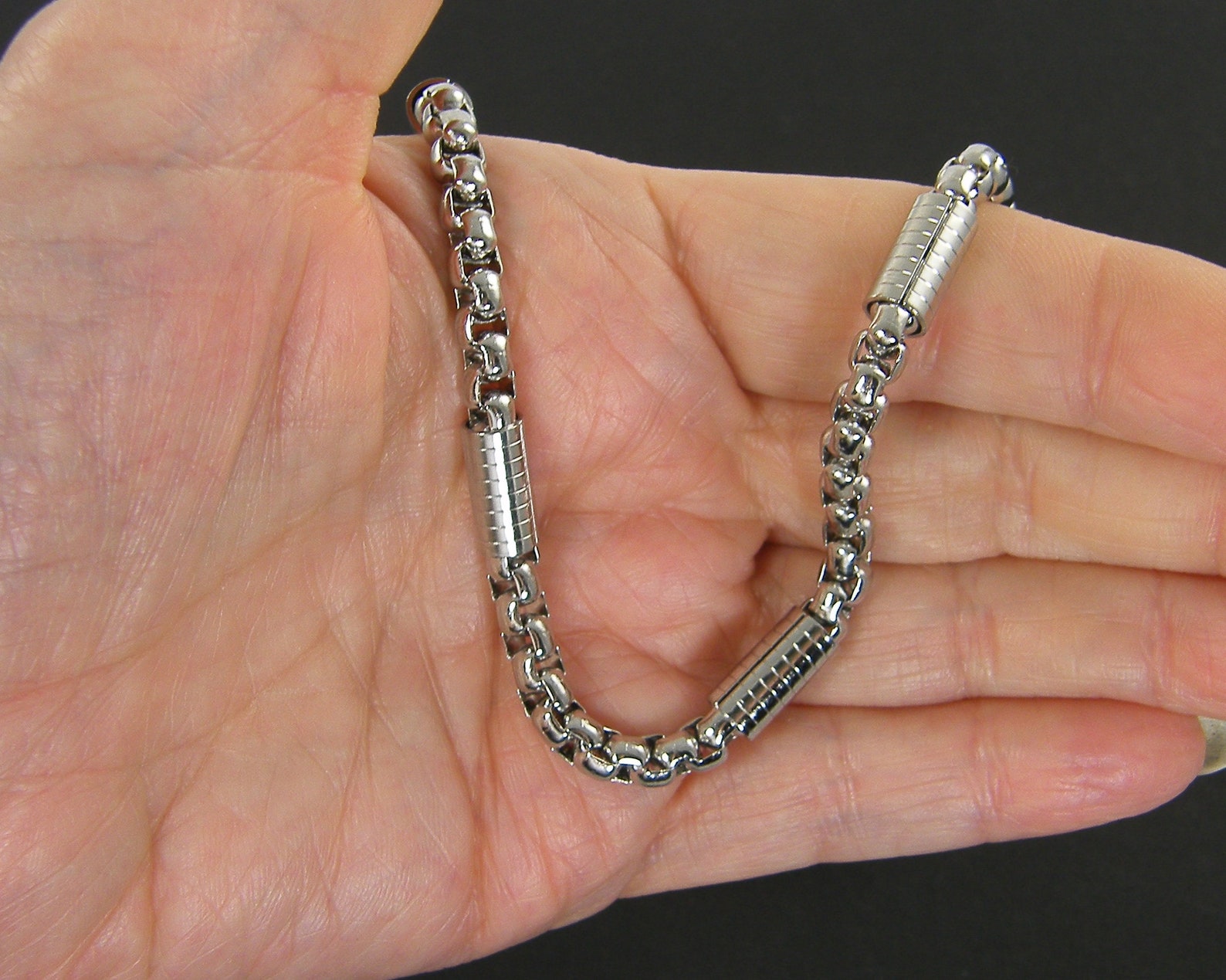 Steel Box and Bar Chain Men's Heavy Box Cylinder Necklace Etsy
