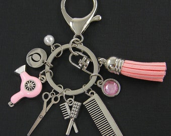 Hair Stylist Key Chain, Personalized Gift for Hairdresser Beautician Cosmetology School Graduation, Cosmetologist Keychain Key Ring |KC1-15