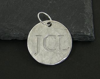 Custom Engraved Pendant, Personalized Initials Date, Silver Add On Pendant, Add a Charm Pendant Disc Circle |NC2-28 XN