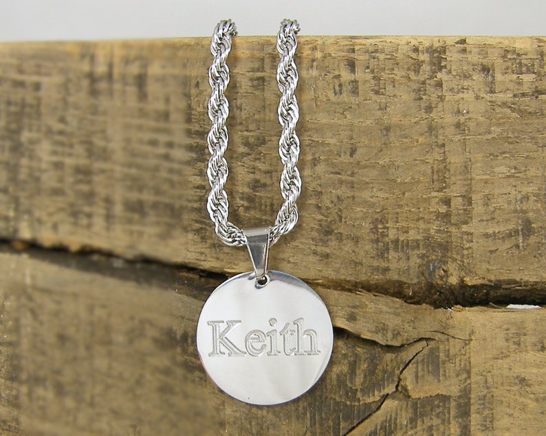 Personalized Men's Necklace Custom Engraved Name Necklace Etsy