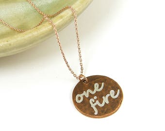 Personalized Engraved Gift, Custom Jewelry Gifts, Your Text Graphic Here, Your Message Design Here Copper Circle Charm Necklace |1N1-30 XN