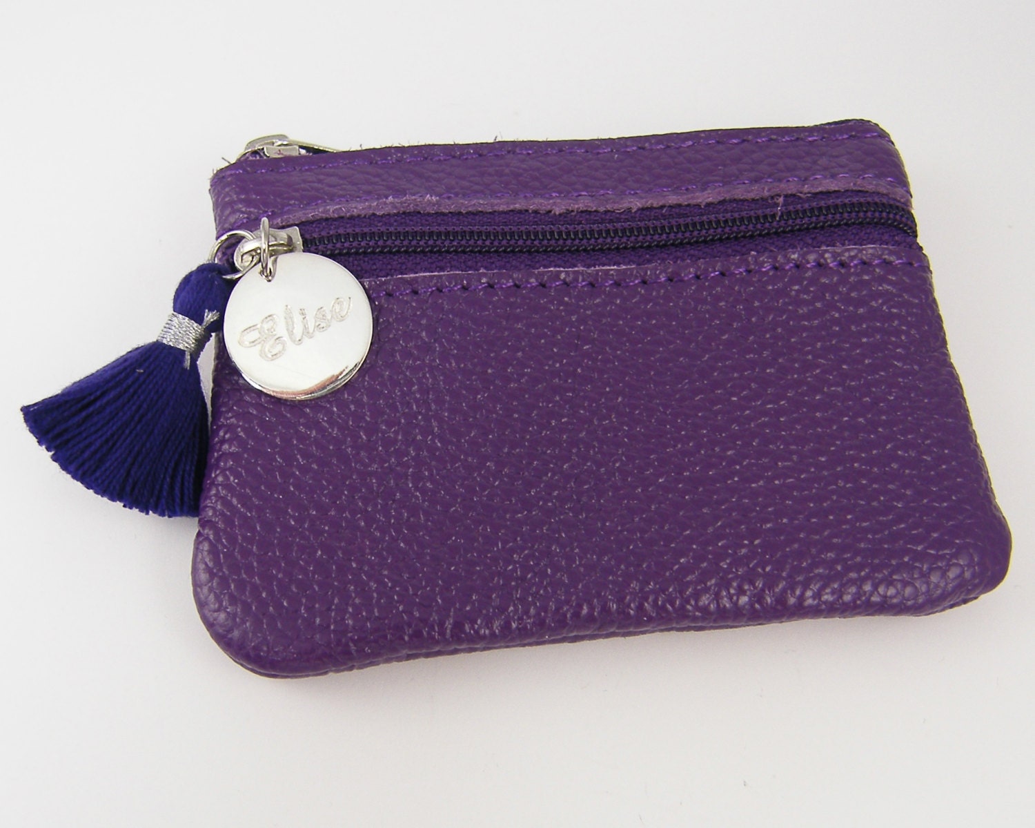 Personalized Leather Coin Purse With Monogram IUCN Water