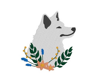 Small Wolf Machine Embroidery Design, Woodland Digital Download Embroidery Files, Size 2.8'' x 2.6'' Embroidered Design