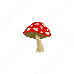 Mushroom Machine Embroidery Design, Fairytale Digital Download Embroidery Files, 2 Sizes 1.2&#39;&#39; x 1&#39;&#39; & 2.2&#39;&#39; x 1.9&#39;&#39; Embroidered Design