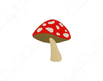 Mushroom Machine Embroidery Design, Fairytale Digital Download Embroidery Files, 2 Sizes 1.2'' x 1'' & 2.2'' x 1.9'' Embroidered Design