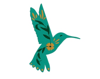 Hummingbird Machine Embroidery Design, Digital Download Embroidery Files, 3.95in x 3in Embroidered Design