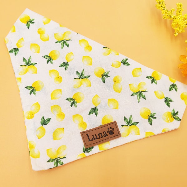 Personalized Lemon Dog Bandana! Over the Collar Dog Bandana // Summer Bandana // Fruit Cat Bandana // Lemon Dog Scarf // Custom // Paw Print