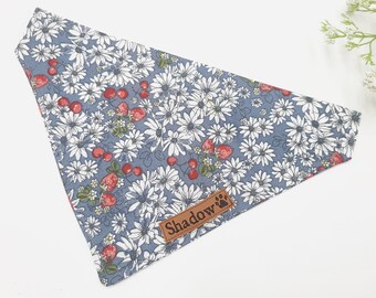 Personalized Spring Strawberry Cherry Dog Bandana // Over the Collar // Daisy Cat Bandana // Summer Dog Bandana // Easter Dog Bandana