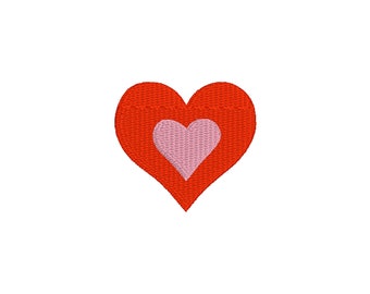 Small Retro Heart Design, Digital Download Embroidery Files, 2 Sizes 1in x 1in  & 1.4in x 1.4in Valentines Embroidered Design