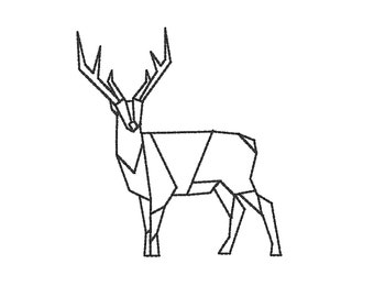 Origami Deer Machine Embroidery Design, Woodland Animal Digital Download Embroidery Files, Size 2.3'' x 2.5'' Embroidered Design