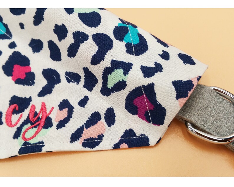 Personalized Cheetah Dog Bandana Over the Collar Cheetah Bandana Chettah Cat Bandana Rainbow Cheetah Custom Embroidered Bandana
