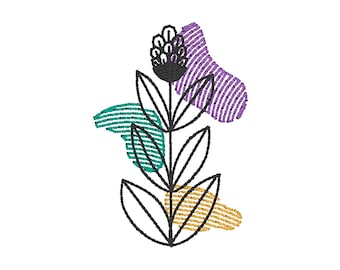 Small Wildflower Machine Embroidery Design, Digital Download Embroidery Files, 1.9in x 1.4in Embroidered Design