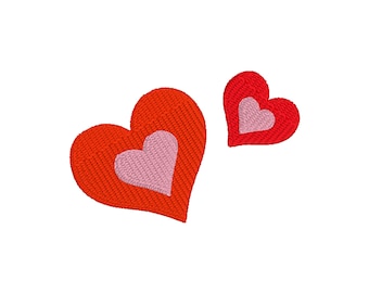 2 Small Retro Heart Design, Digital Download Embroidery Files, Size 2.3in x 1.6in Valentines Embroidered Design