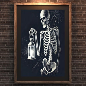 Skeleton Gothic Decor, Digital Wall Decor, Downloadable Art, Digital Prints, Gothic Wall Art, Print on Demand, Dark Fantasy Gallery Wall Art