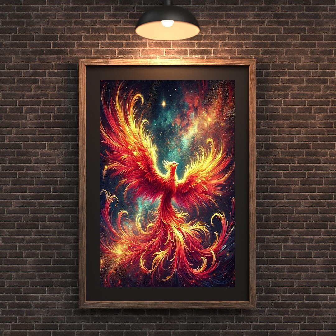 Phoenix Rising Printable Wall Art, Colorful Firebird Downloadable ...