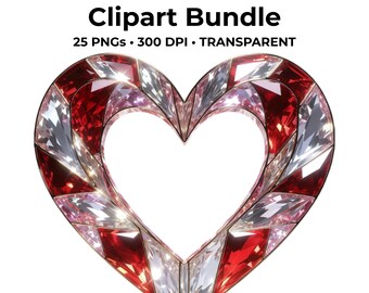 Jeweled Heart Frames PNG Bundle, Love Frame Design, Digital Frames (Commercial Use)