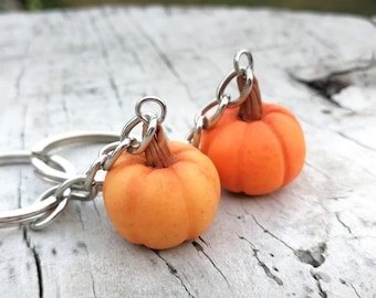 Fall Pumpkin keychain Thanksgiving gift Autumn keyring Halloween bag charm