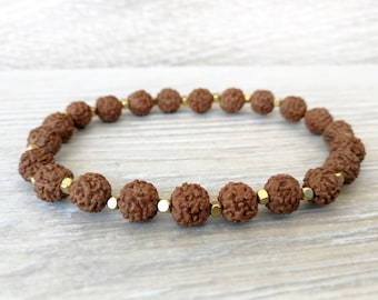 Rudraksha Armband Männer spiritueller Buddhistischer Schmuck Rudraksha Mala Armband Meditation Armband für Männer Erdarmband Energie Stretch Yoga
