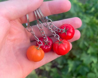 Handmade Tomato Keychain, Vegetable Bag Charm,  Funny Gift for Gardeners and Food Lovers