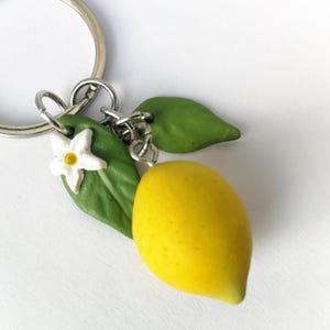 Lemon Keychain Fruit Leaf and Flower Lemon lover&#39;s gift Cute Bag Charm