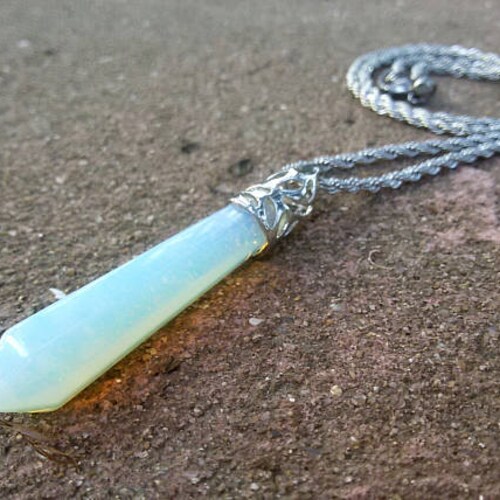 Opal Men Necklace White Opal Gemstone 
