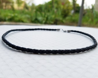 Mannen Gevlochten Lederen Ketting, Gevlochten Touw Ketting, met 316L