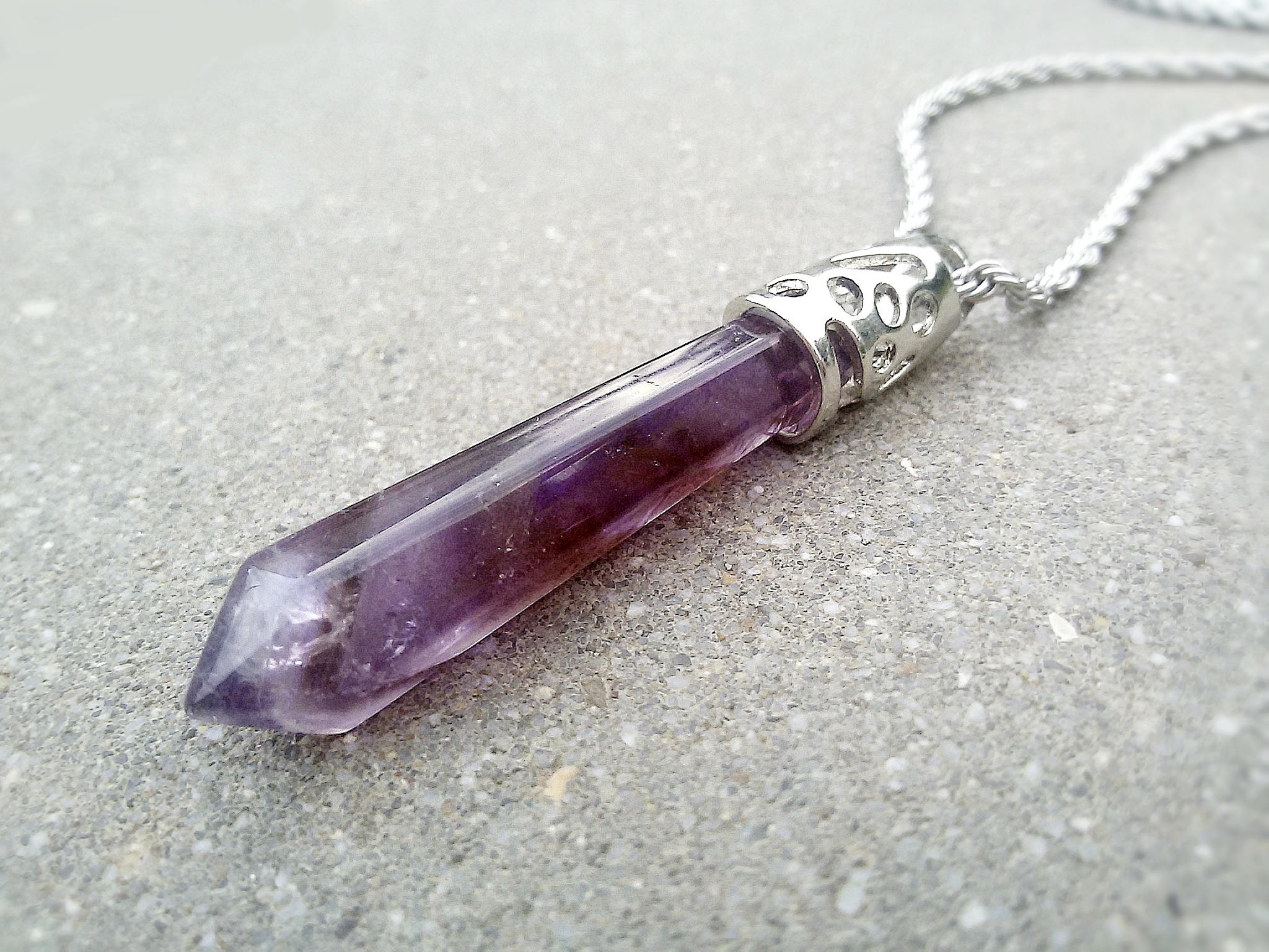 Mens necklace Gemstone Men jewelry Amethyst pendant Stone Etsy