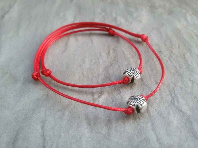Two Red Strings Couple Cross bracelet Friendship bracelet Etsy