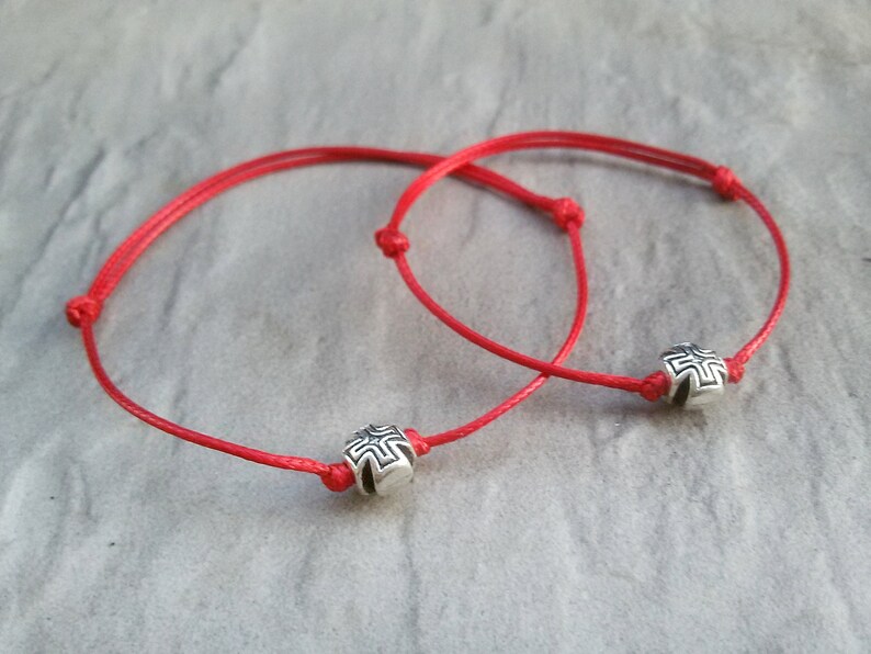 Two Red Strings Couple Cross bracelet Friendship bracelet Etsy