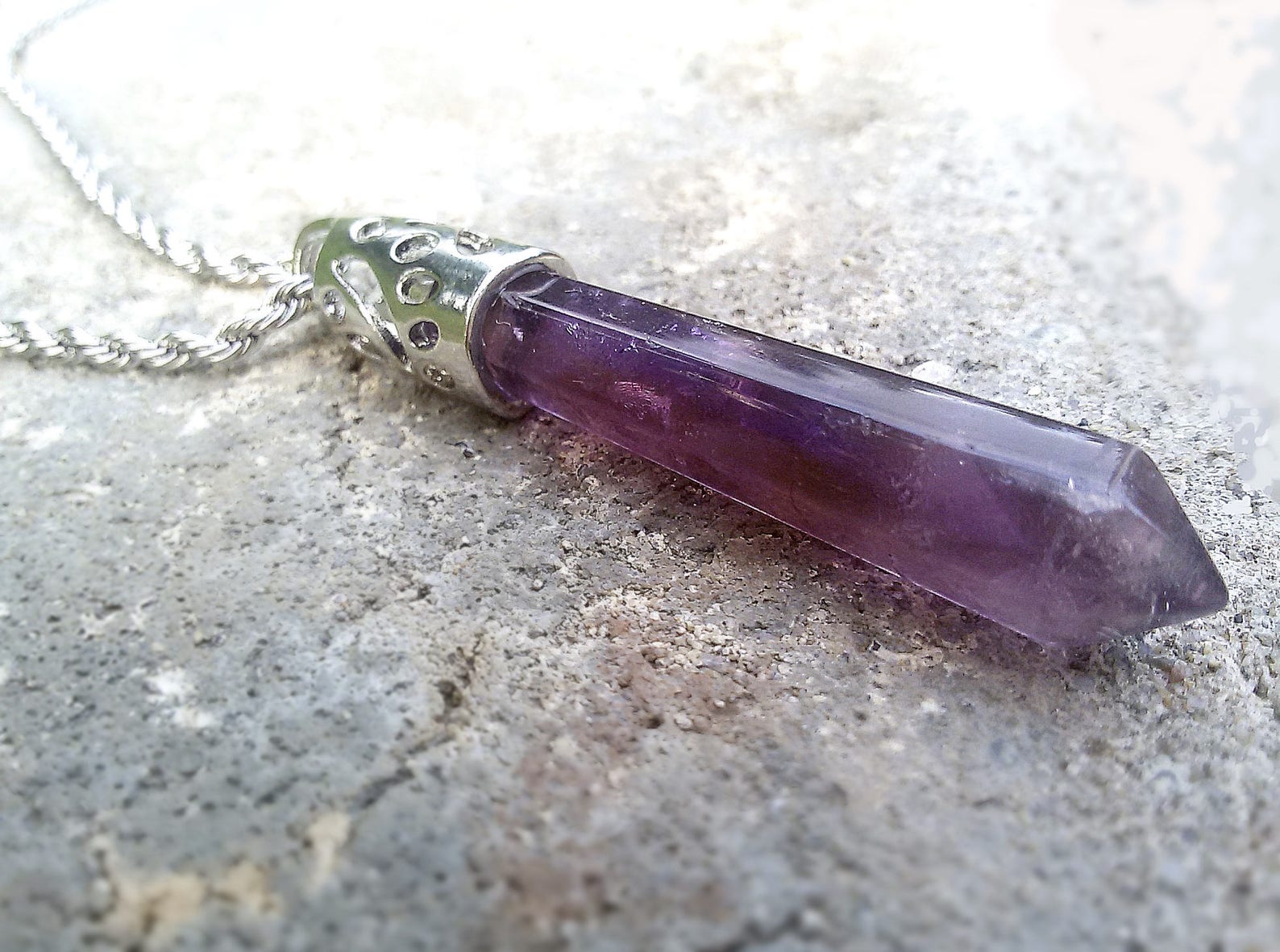 Mens Necklace Gemstone Men Jewelry Amethyst Pendant Stone Etsy
