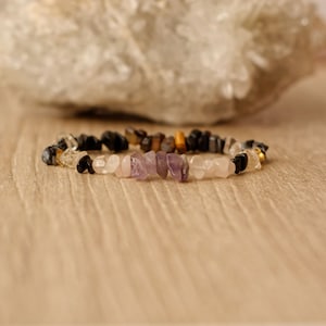 Empath Bracelet, Negative Energy Protection, Empath Support, Black Tourmaline, Amethyst, Rose Quartz, Citrine, Empath Shield, Aura Bracelet