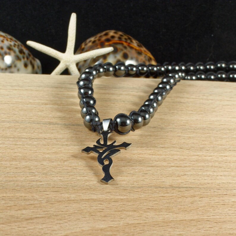 Gift Men Mens Beaded Necklace Prayer Necklace Mens Tribal Cross Necklace Shamballa Necklace Mens Hematite Necklace Mens Cross Necklace