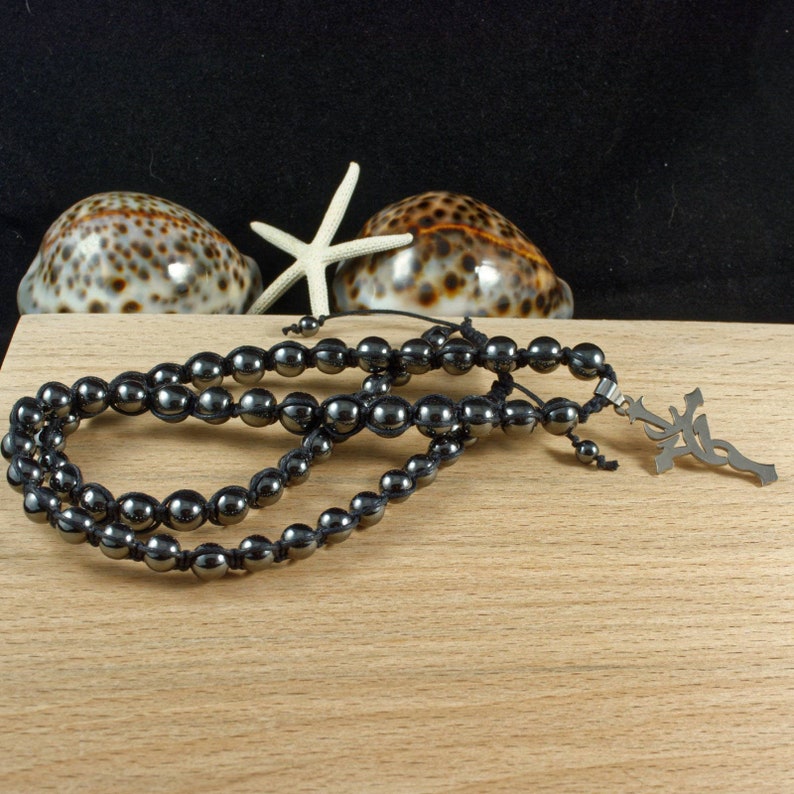 Gift Men Mens Beaded Necklace Prayer Necklace Mens Tribal Cross Necklace Shamballa Necklace Mens Hematite Necklace Mens Cross Necklace