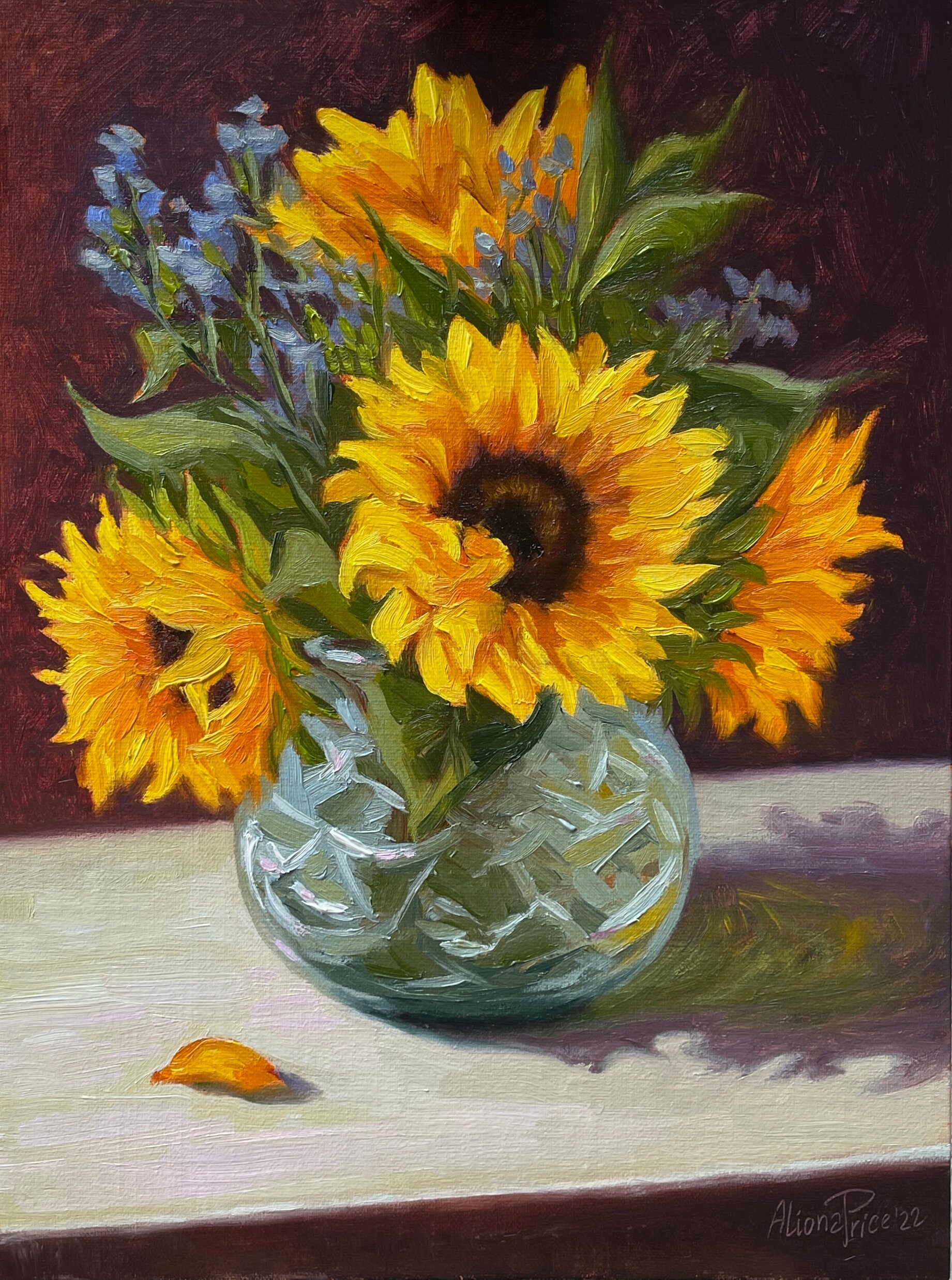 Sunflowers in Vase Oil Painting: Floral Still Life Impressionist Art - Etsy