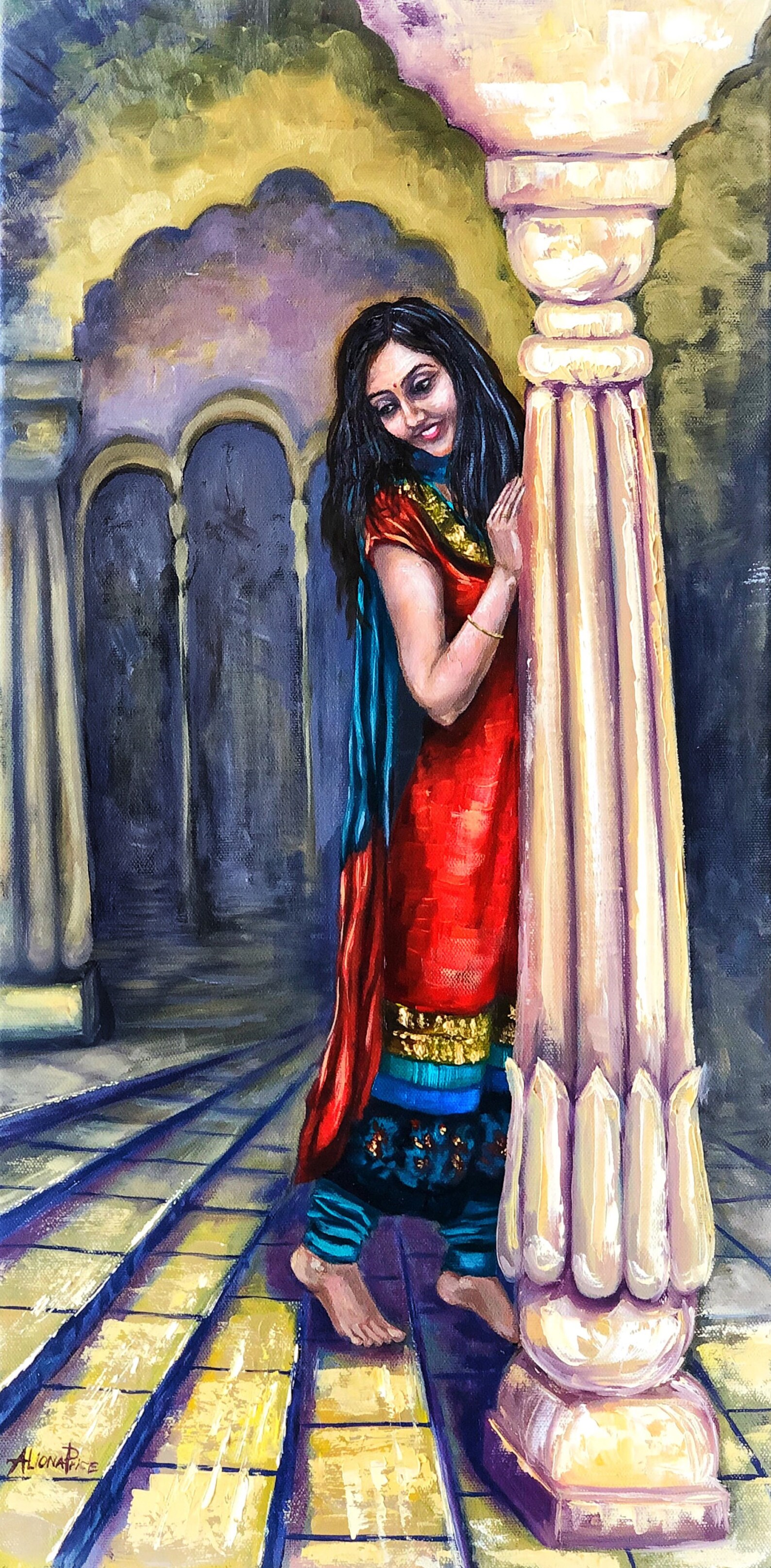 Indian Girl Original Oil Painting Vanitha Gift Indian Dress Etsy