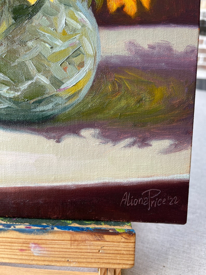 Sunflowers in Vase Oil Painting: Floral Still Life Impressionist Art - Etsy