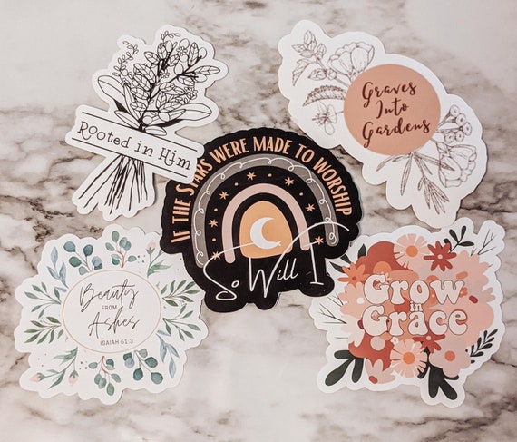 Grow In Grace Floral Wreath Flower Lover Clear Waterproof Vinyl Sticker