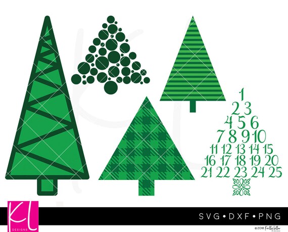 Download Set of 5 Christmas Tree SVG Cut Files Including Advent | Etsy
