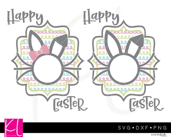 Download Set Of 2 Easter Bunny Monogram Svg Cut Files With Happy Easter Etsy