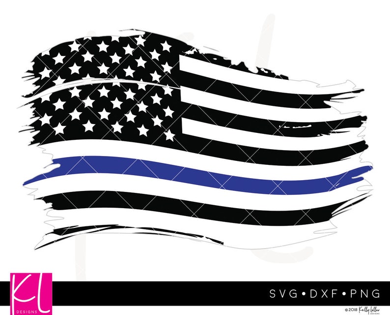 Download Grunge Thin Blue Line American Flag svg cut file | Etsy
