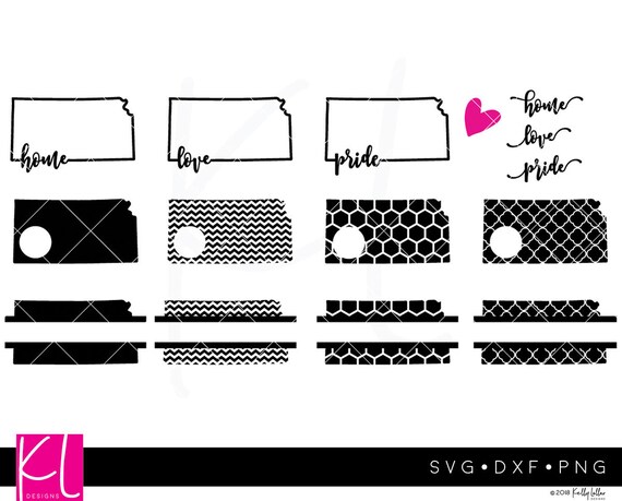 Kansas Monogram svg cut files with Home Love Pride Quotes ...