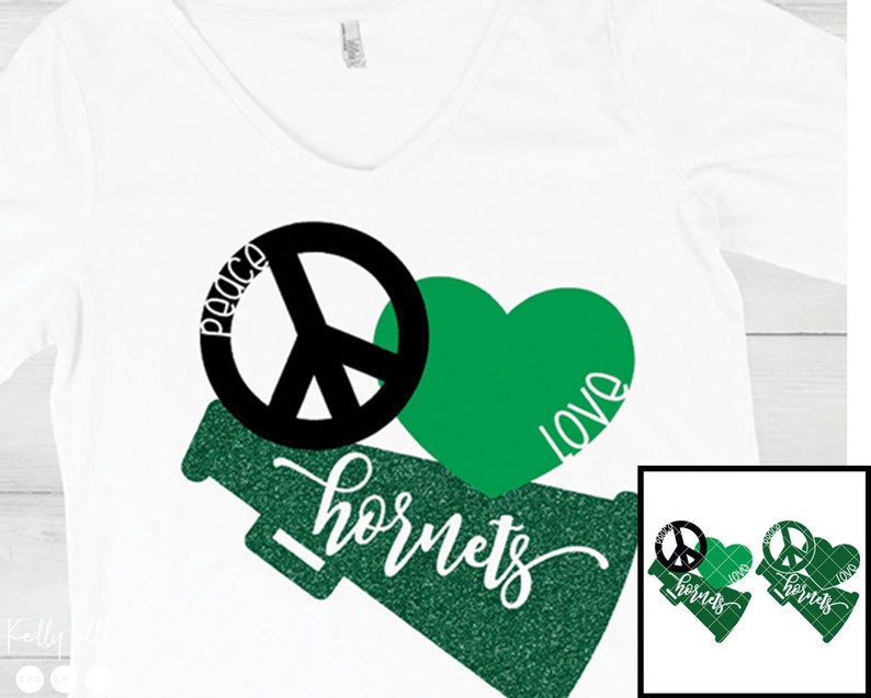 Peace Love Hornets Svg Cut Files For Hornet School Spirit Etsy