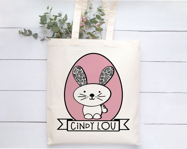 Download Modern Easter Bunny SVG with Name Banner Easter Bag svg | Etsy