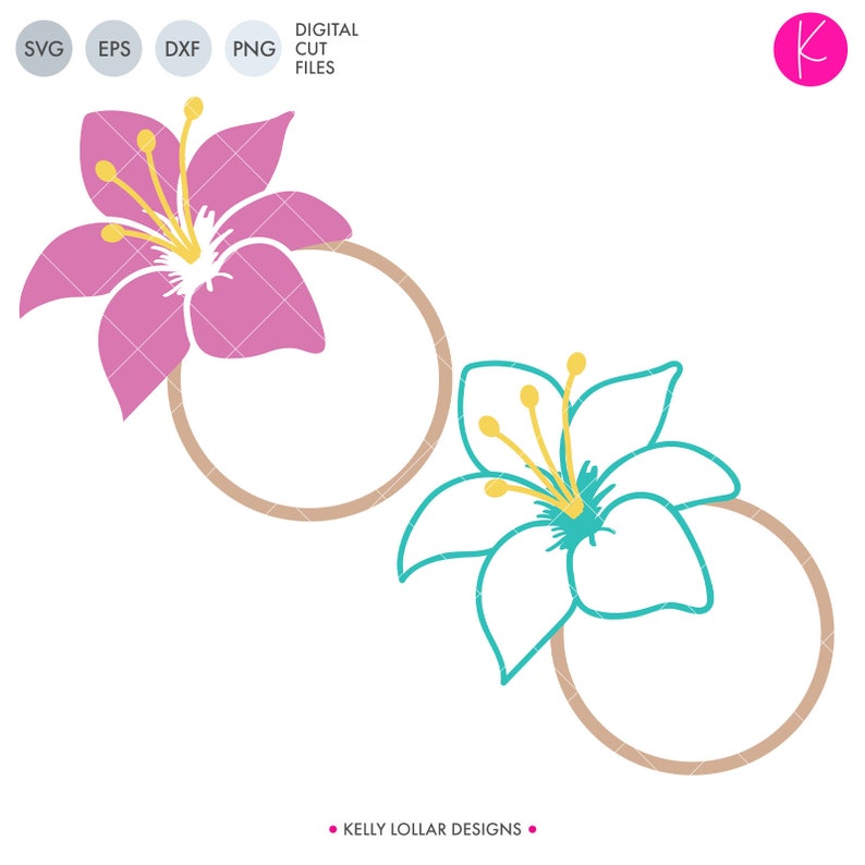 Download Set of 2 Easter Lily Monogram SVG Cut Files Flower ...